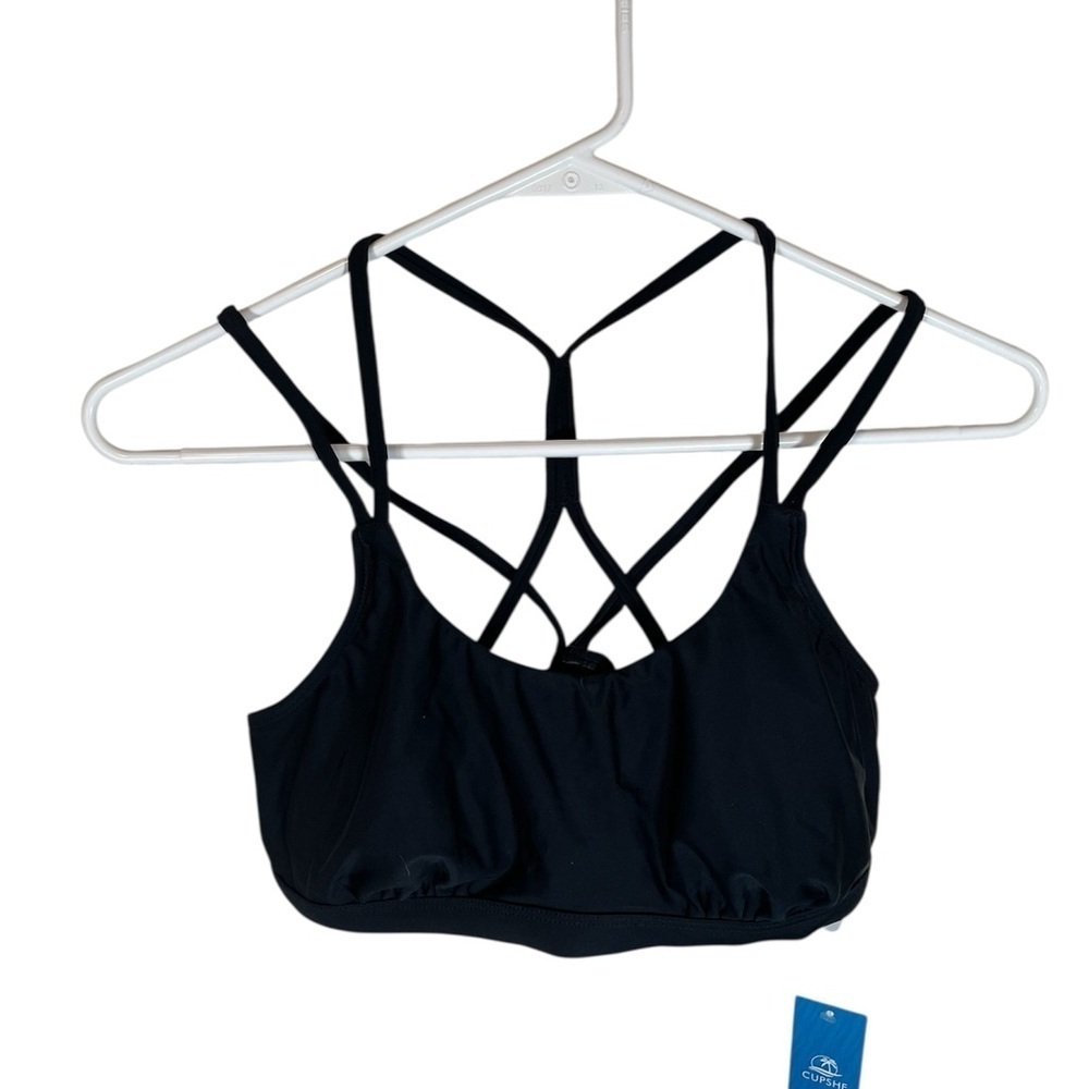 Cupshe Black Athletic Strappy Bikini Top